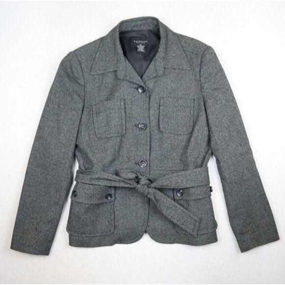 RAFAELLA - WOMEN'S GRAY BELTED BLAZER JACKET - POCKETS - SIZE 8P - Picture 2 of 10